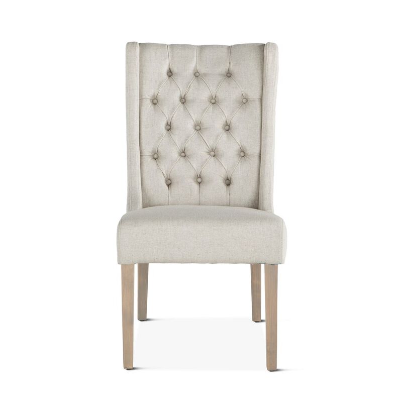 World Interiors Chloe Off-White Linen Dining Chair With Napoleon Legs image number 5