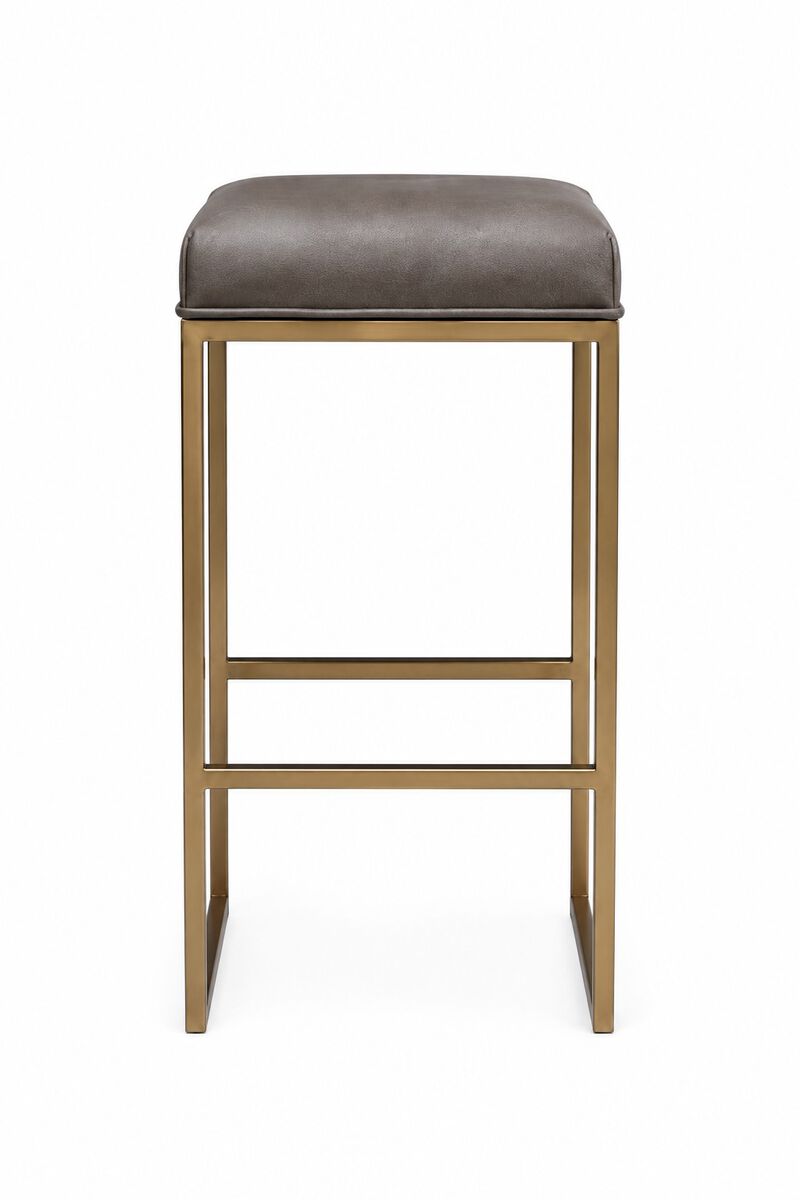 Bar Stool With Grey Leather image number 0