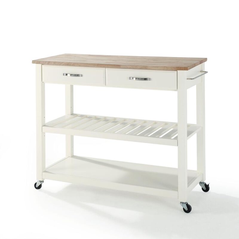 Wood Top Kitchen Prep Rolling Cart