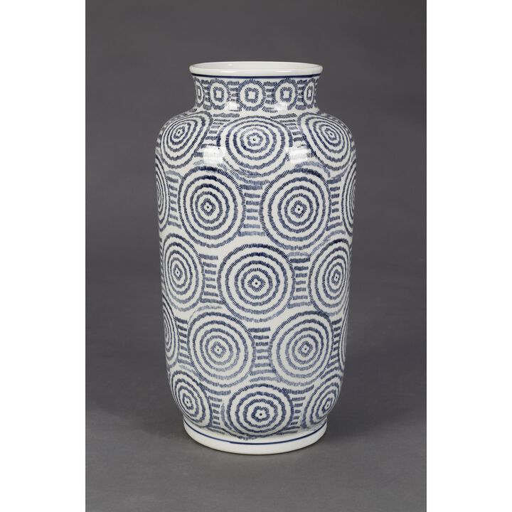 Aa Importing Blue And White Circles Porcelain Vase
