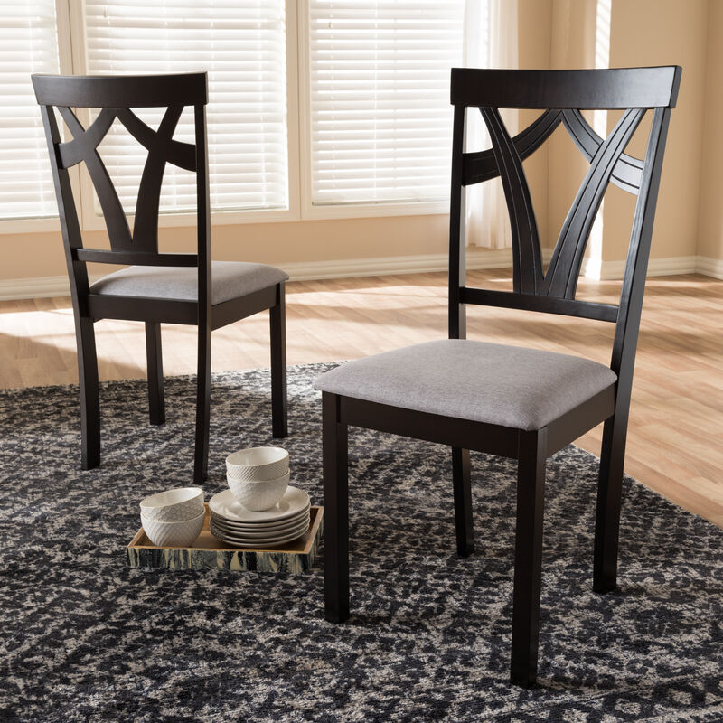 Baxton Studio Sylvia Modern Grey Fabric Upholstered Dining Chairs Set of 2