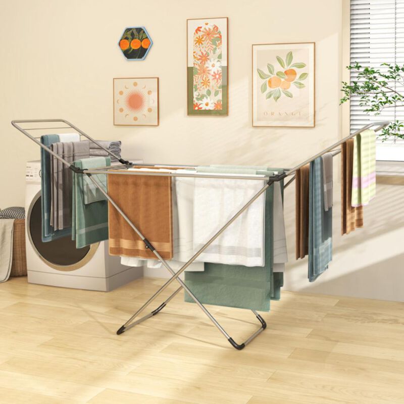 Hivvago Folding Clothes Drying Rack with Adjustable Wings for Indoor and Outdoor Use