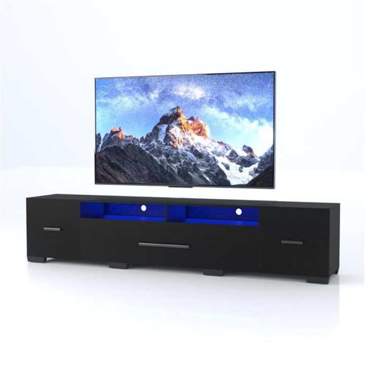 31 Modes RGB LED TV Stand with Storage Cabinets, APP & Remote Control, Modern Entertainment Center with Power Cord