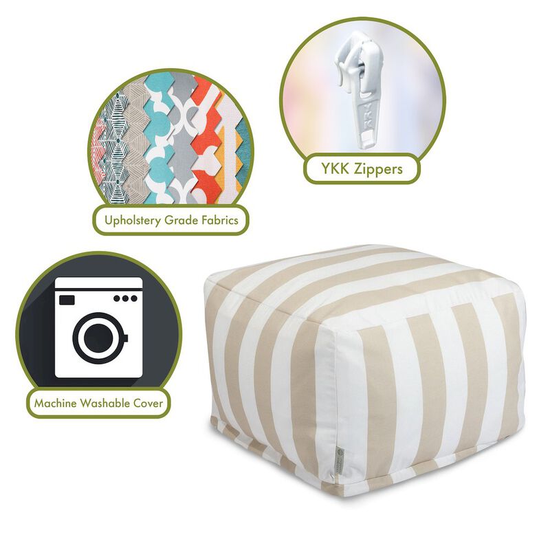 Majestic Home Goods Ottoman Pouf Vertical Stripe Sand