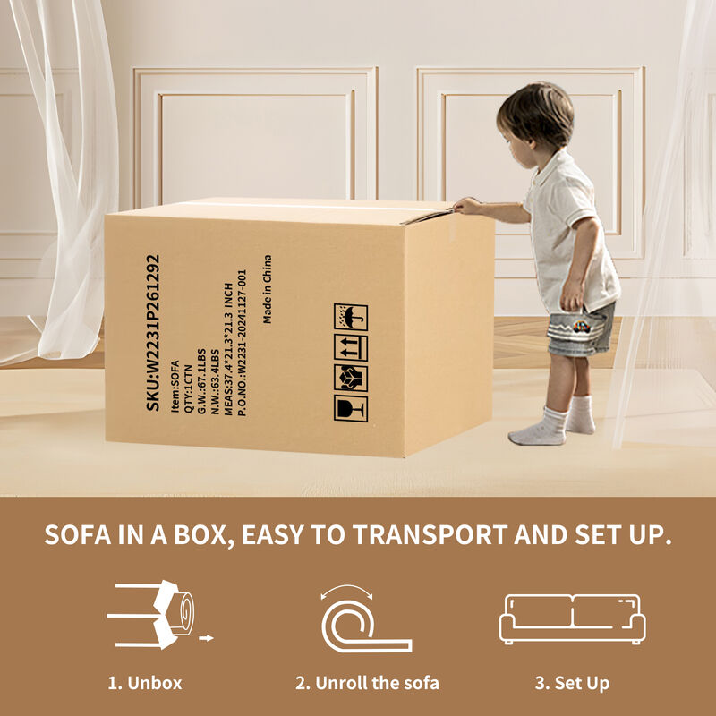 TATEUS Curved Chenille 30D Sponge Loveseat