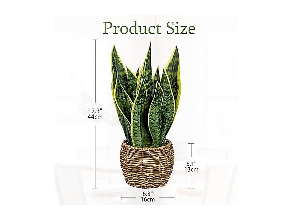 Artificial Snake Plant In Woven Basket 17 Faux Sansevieria Trifasciata Plants