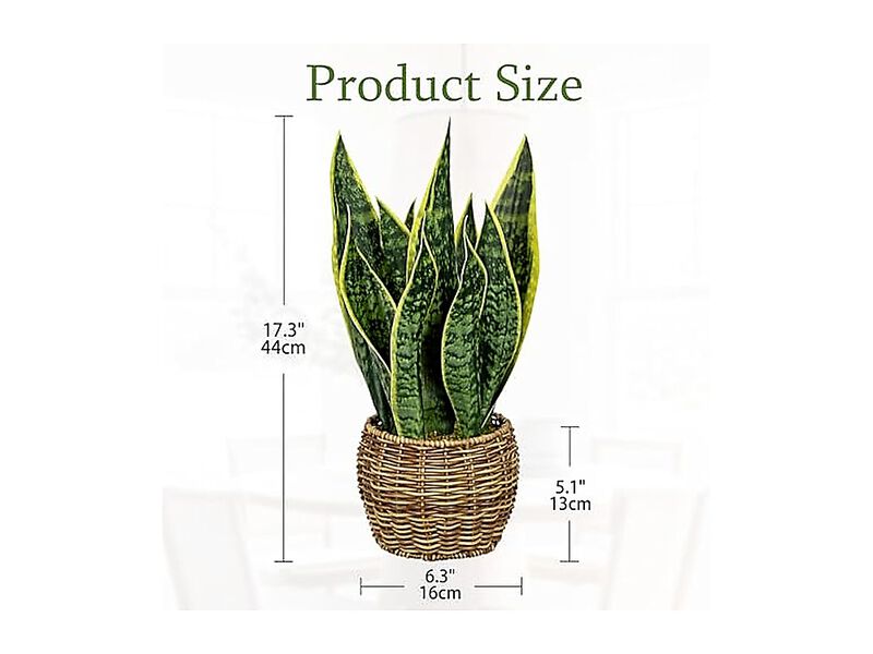 Artificial Snake Plant In Woven Basket 17 Faux Sansevieria Trifasciata Plants image number 1
