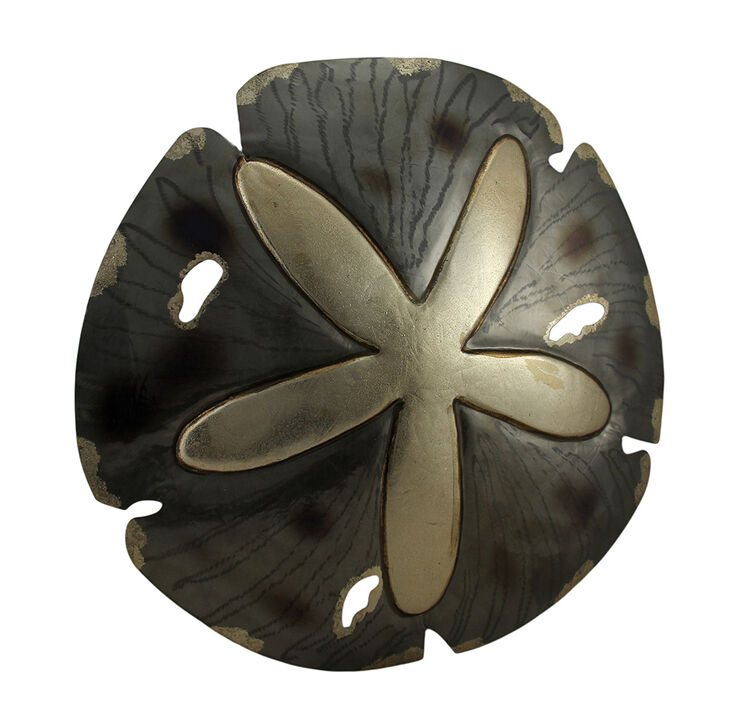 Sparkling Glossy Metal Sand Dollar Wall Sculpture 18 Inch