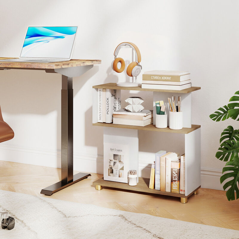 Modern 3-Tier S-Shaped Bookshelf with Adjustable Feet Organizer image number 4