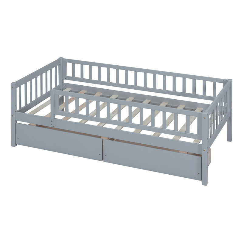 Whisen Twin Size Daybed Wood Bed with Two Drawers image number 7