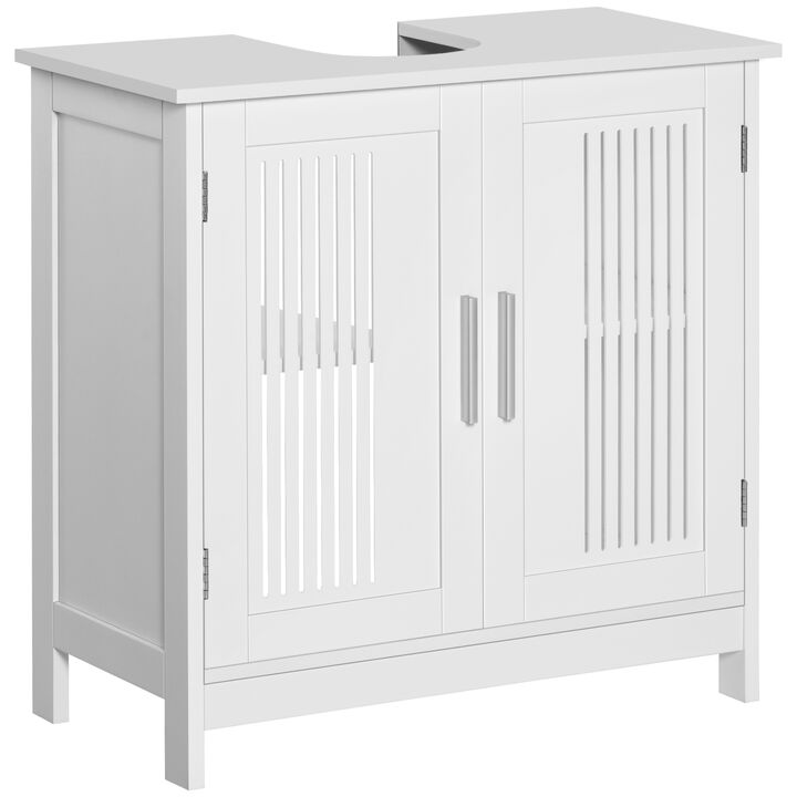 Bathroom Under Sink Cabinet Vanity Unit w/ Adjustable Storage Shelves, Grey