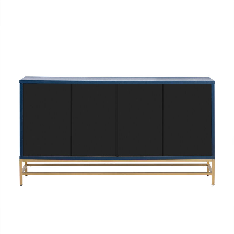 Whisen Retro Style Sideboard with Rectangular Metal Handles and Adjustable Shelves - Black