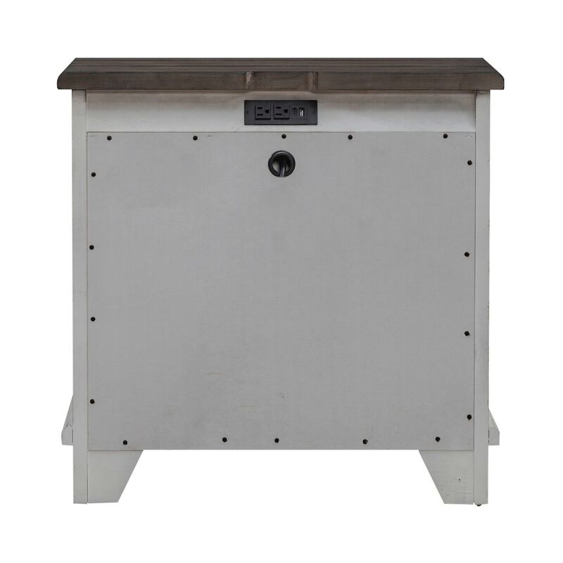 Liberty Furniture 3 Drawer  Nightstand with AC USB Charging Station Cottage , White & Tobacco Wood image number 4