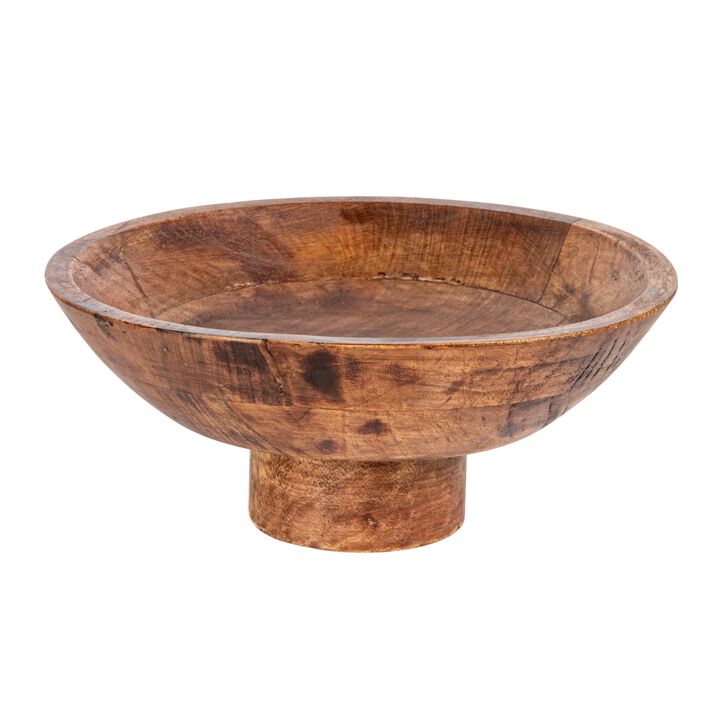 Mango Wood Footed Bowl, Natural