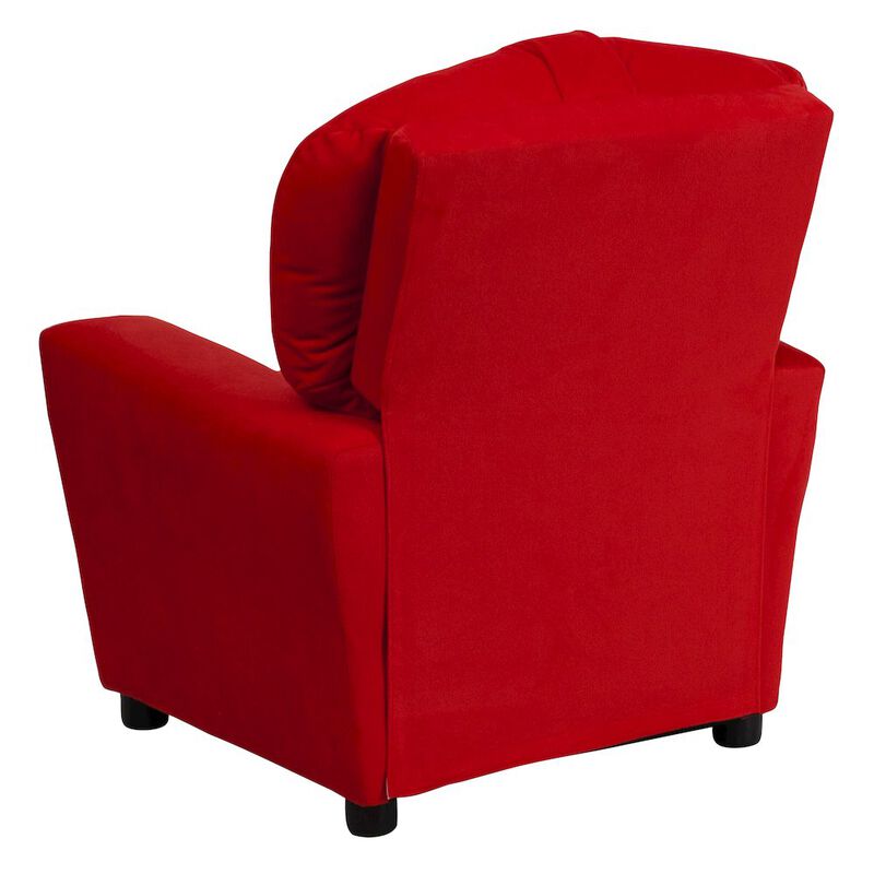 Flash Furniture Contemporary Red Microfiber Kids Recliner with Cup Holder