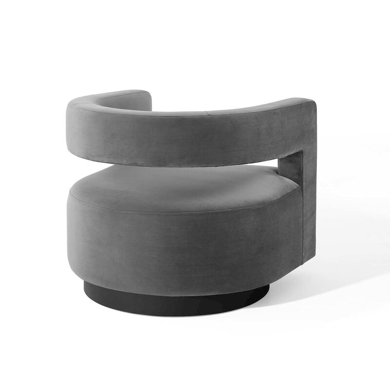 Spin Cutaway Performance Velvet Swivel Armchair image number 3