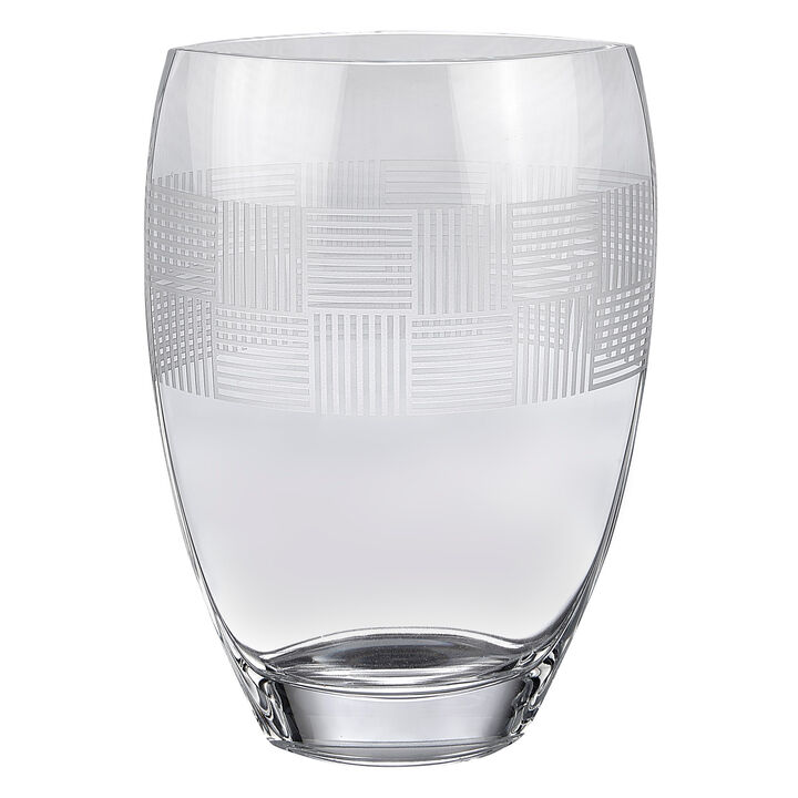 Geometric Design Oval Crystal Table Vase &ndash; Decorative Vase for Living Room, Bedroom, or Office