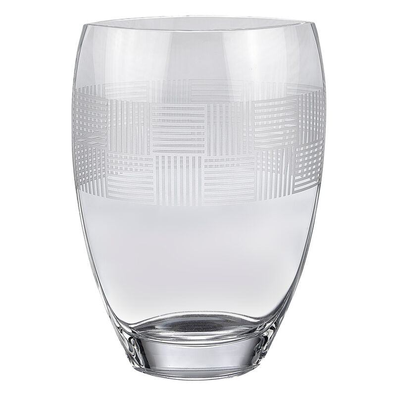 Geometric Design Oval Crystal Table Vase &ndash; Decorative Vase for Living Room, Bedroom, or Office image number 0