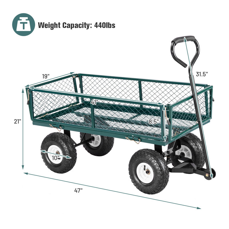 Heavy Duty Garden Utility Cart Wagon Wheelbarrow
