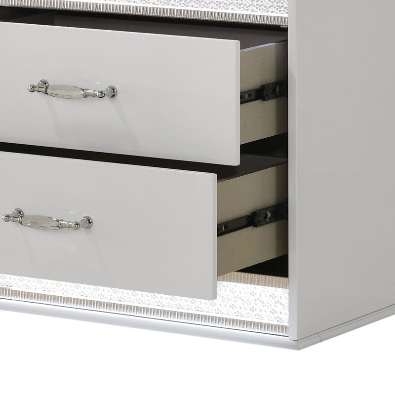 Modern 2 Drawer Nightstand with LED Lighting and Crystal Accents image number 8