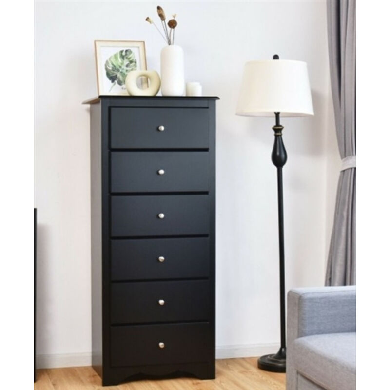 Modern 6-Drawer Tall Wood Dresser Chest for Bedroom Storage and Organization