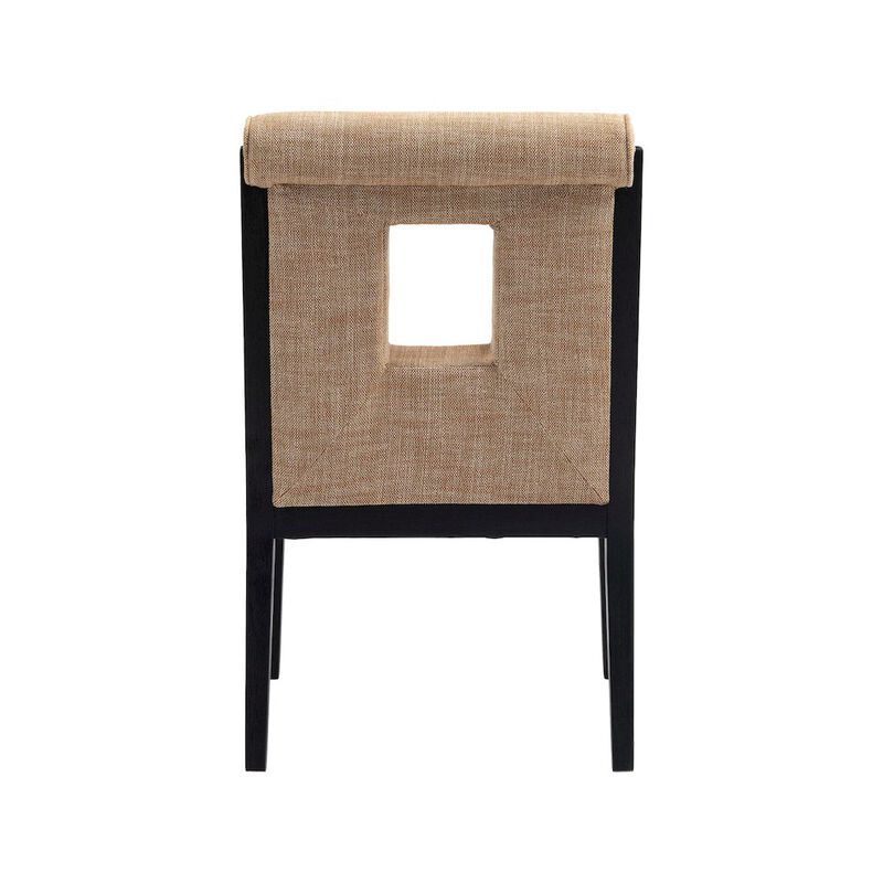 Meridian Furniture Gwendolyn Cognac Linen Textured Fabric Dining Arm Chair