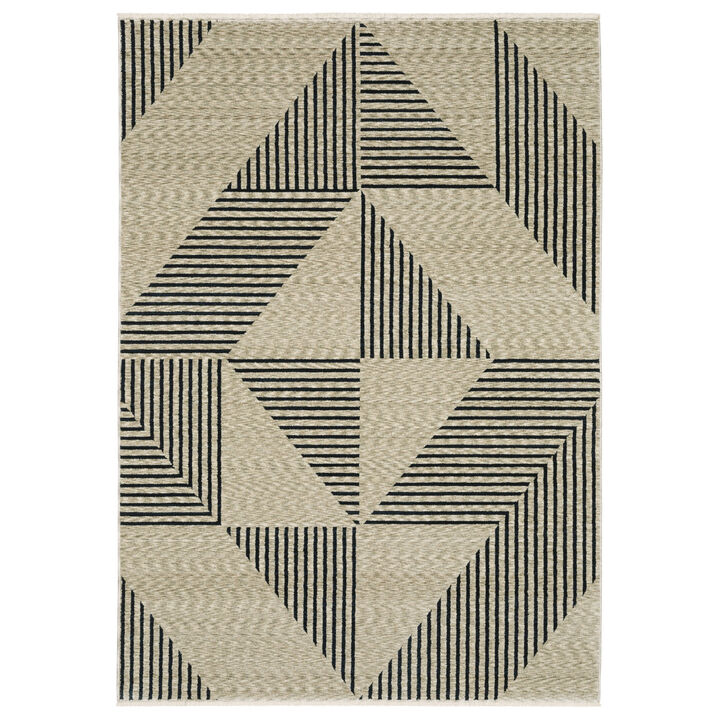 HomeRoots Geometric Area Rug With Fringe