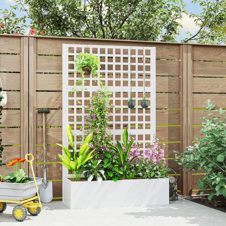 Hivvago 43"x16"x70" Galvanized Planter with Trellis for Vines and Herbs