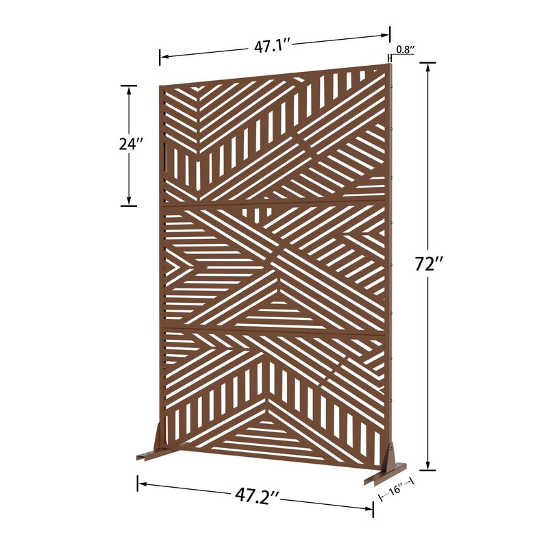 Arched Metal Outdoor Privacy Screen, Freestanding Outdoor Divider Decorative Privacy Fence