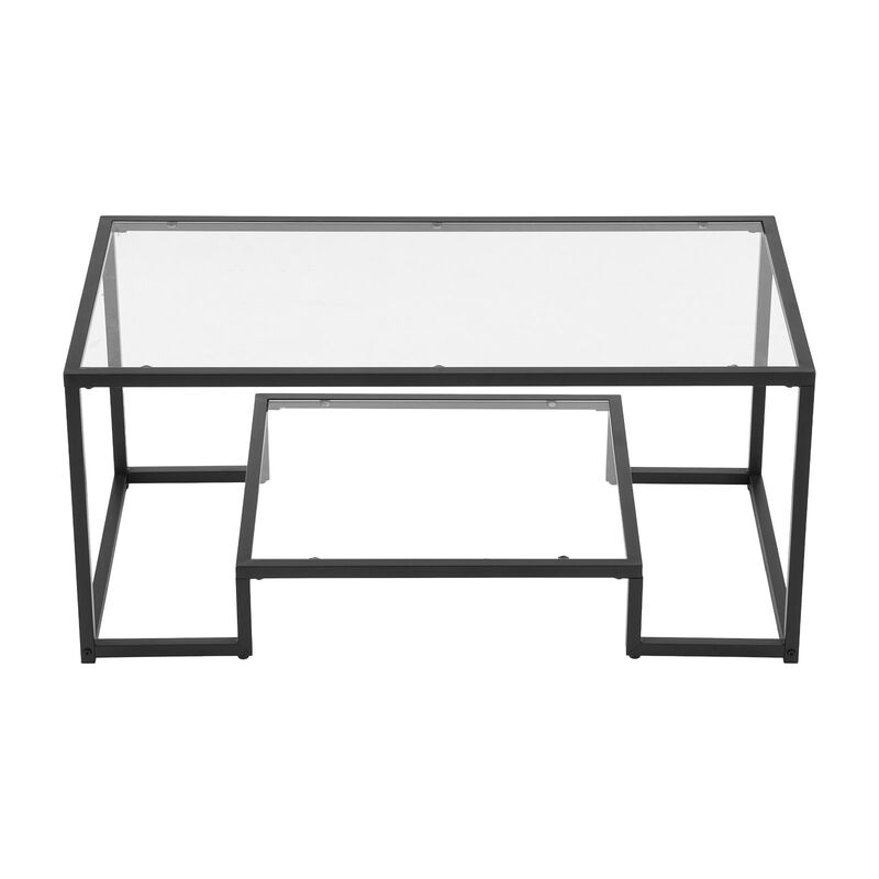Modern Glass Coffee Table with Open Storage and Metal Frame image number 0