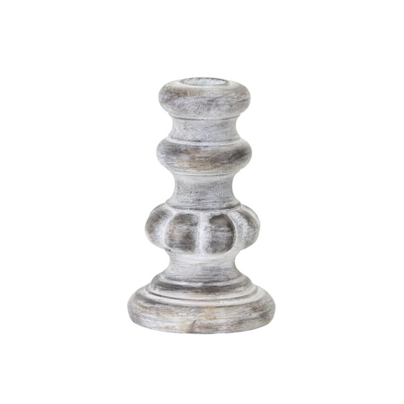 HomeRoots Set of Four White Washed Resin Tabletop Candle Sticks image number 5