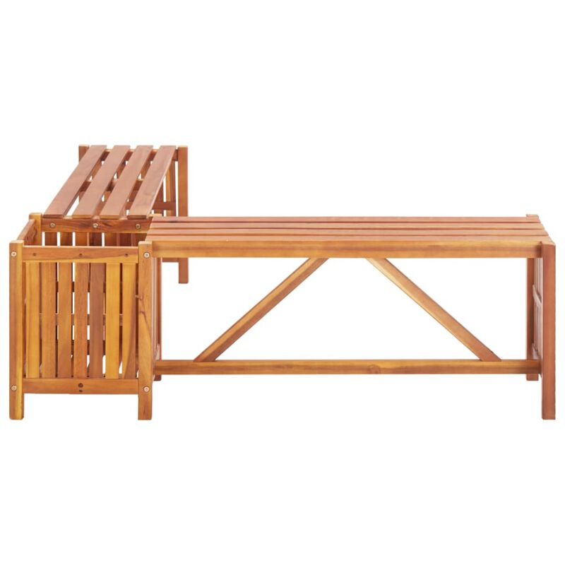 vidaXL Solid Acacia Wood Patio Corner Bench with Planter - Weather-Resistant Outdoor Seating - Versatile Garden and Deck Furniture with Planter Box - 46"x46"x15.7"