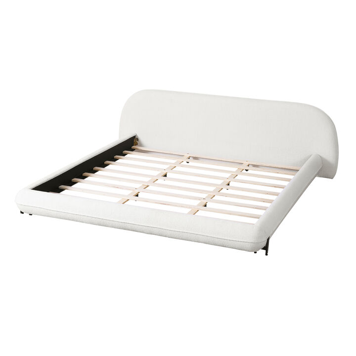 Merax Luxurious Boucle Upholstered Soft Pack Bed with Thick Headboard