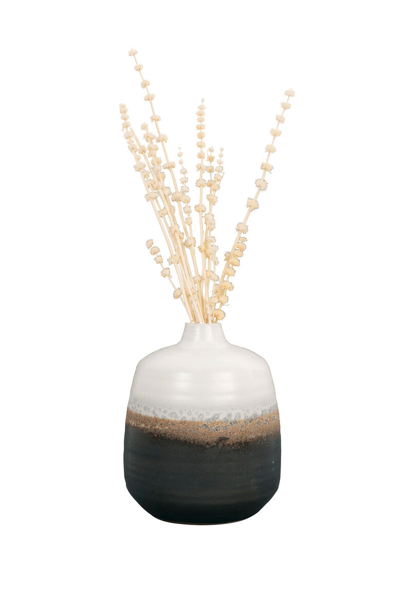 Ombre Ceramic Vase with Reactive Glaze, Black and White image number 3