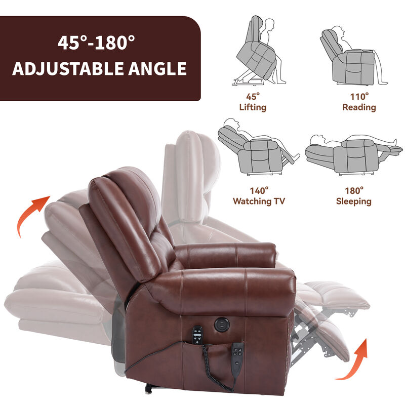 Mondawe Power Lift Recliner Chair Heat Massage, Heavy Duty Motion Mechanism with USB Ports image number 6
