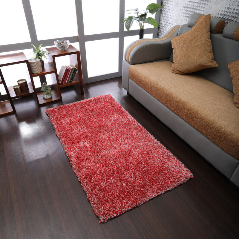 RUGSOTIC CARPETS HAND TUFTED SHAG POLYESTER ECO-FRIENDLY AREA RUGS  - Rectangle, Size, Solid Plain Design, High Pile Thick Handmade Anti Skid Rugs for Living Room, Bed Room K00111 image number 1