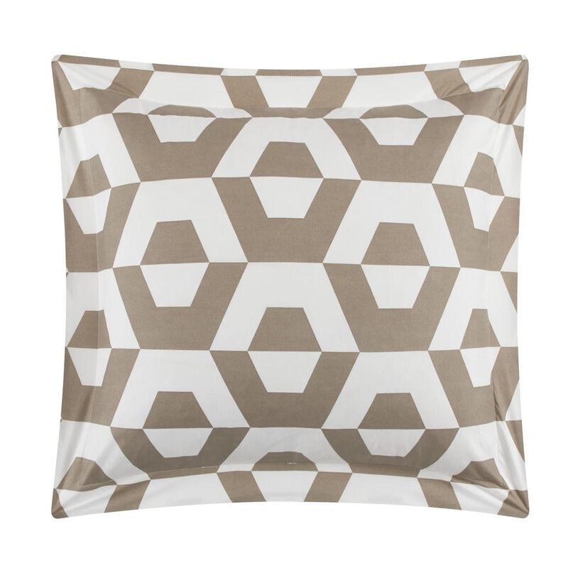 Chic Home Tudor 5 Piece Duvet Cover Set Contemporary Geometric Hexagon Pattern Print Bed In A Bag Bedding with Zipper Closure Beige