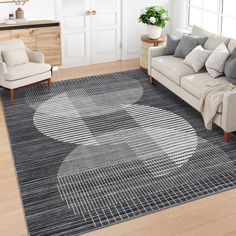 10X13 FT Washable Area Rug for Living Room Modern Geometric Rug Soft Non Slip Bedroom Carpet image number 1
