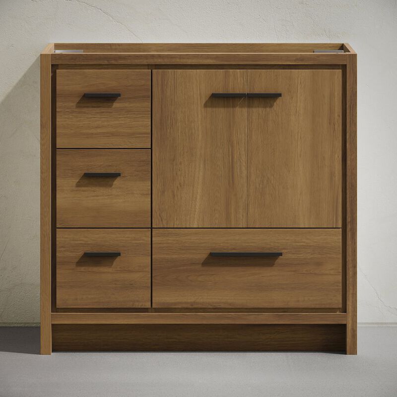Virage 36" Freestanding Bathroom Vanity in Brown Oak without Sink Top image number 4