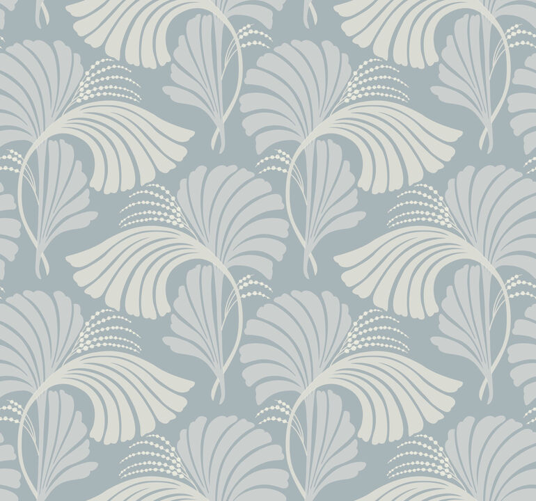 Dancing Leaves Light Blue Wallpaper
