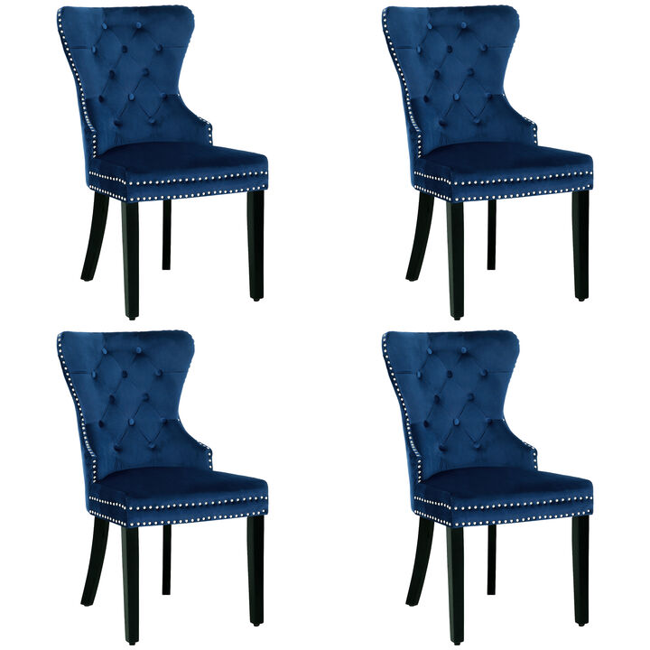 WestinTrends Velvet Upholstered Tufted Dining Chairs (Set of 4)