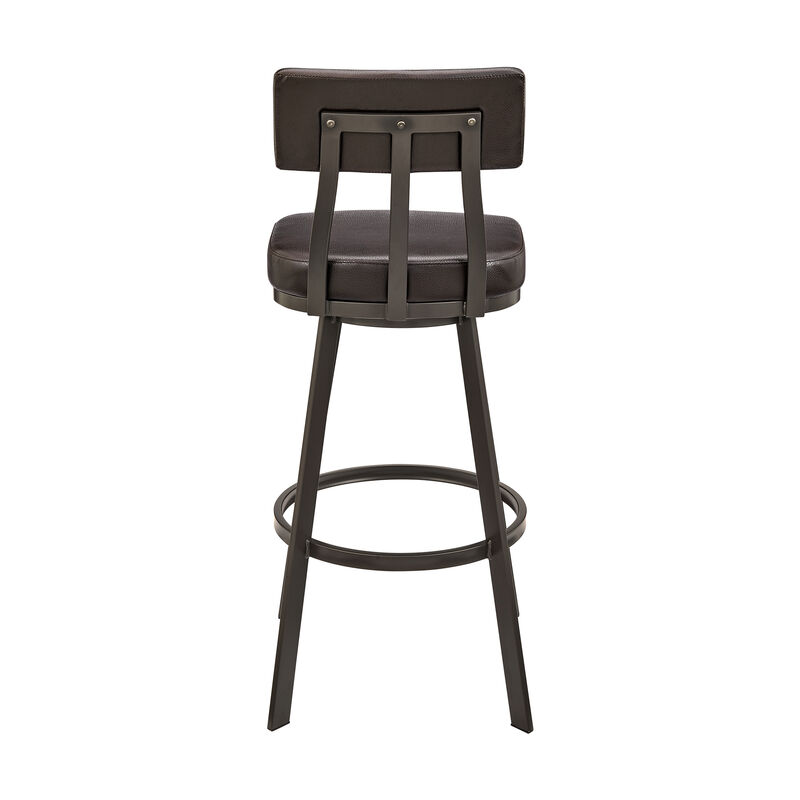 Jinab Swivel Stool in Black Metal with Black Faux Leather