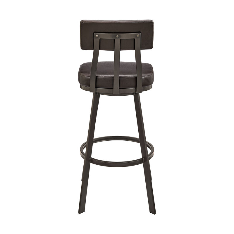 Jinab Swivel Stool in Brushed Stainless Steel with Black Faux Leather