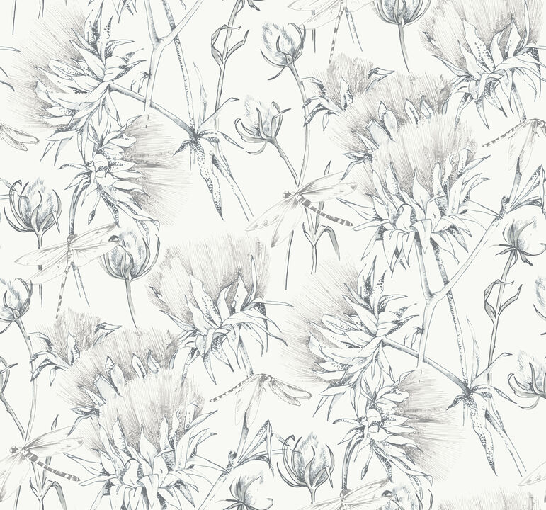Mariell Grey Dragonfly Wallpaper (Set of 2)