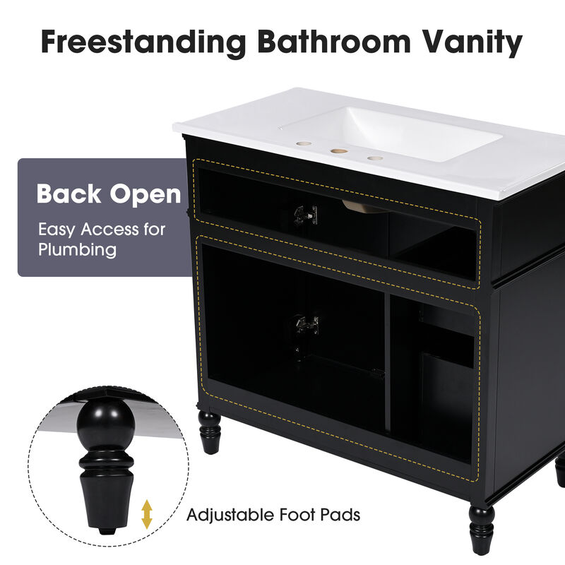 Merax 36" Bathroom Vanity with Sink and Drawers
