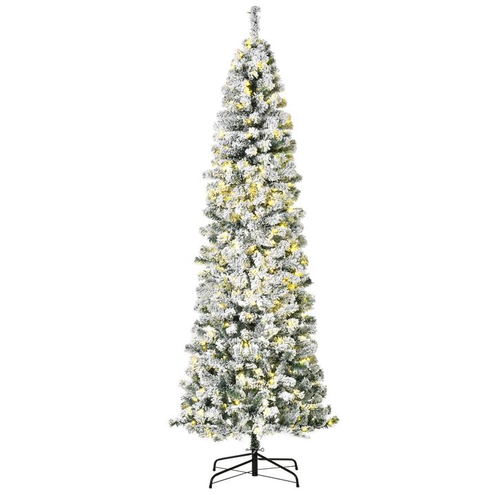7.5ft Pre-Lit Snow-Flocked Slim Douglas Fir Artificial Christmas Tree with Realistic Branches