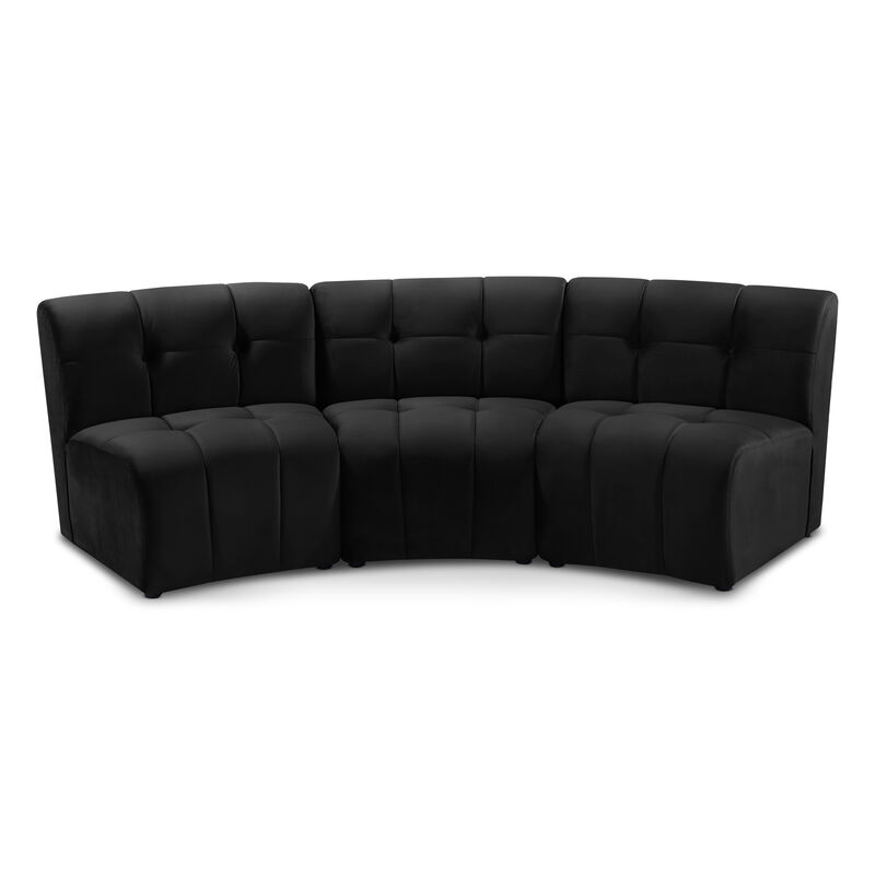 Meridian Furniture Limitless Black Velvet 3pc. Modular Sectional image number 0