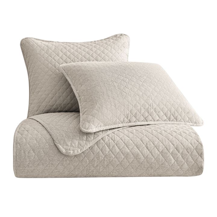 Anna Twin Tan Quilted Coverlet Set