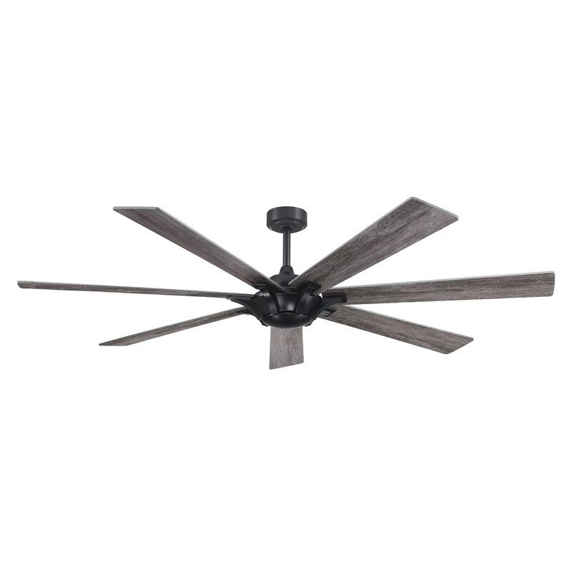 72 in. Matte Black Industrial Reversible Blades Ceiling Fan with Remote without Light