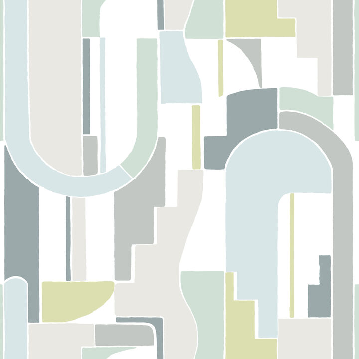 Odele Sky Blue Geometric Archways Wallpaper (Set of 2)